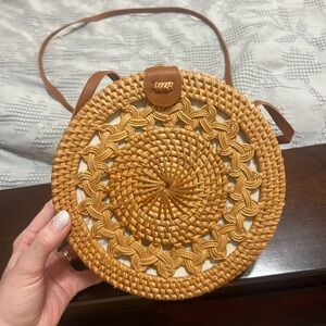 Round Tan Woven Bag